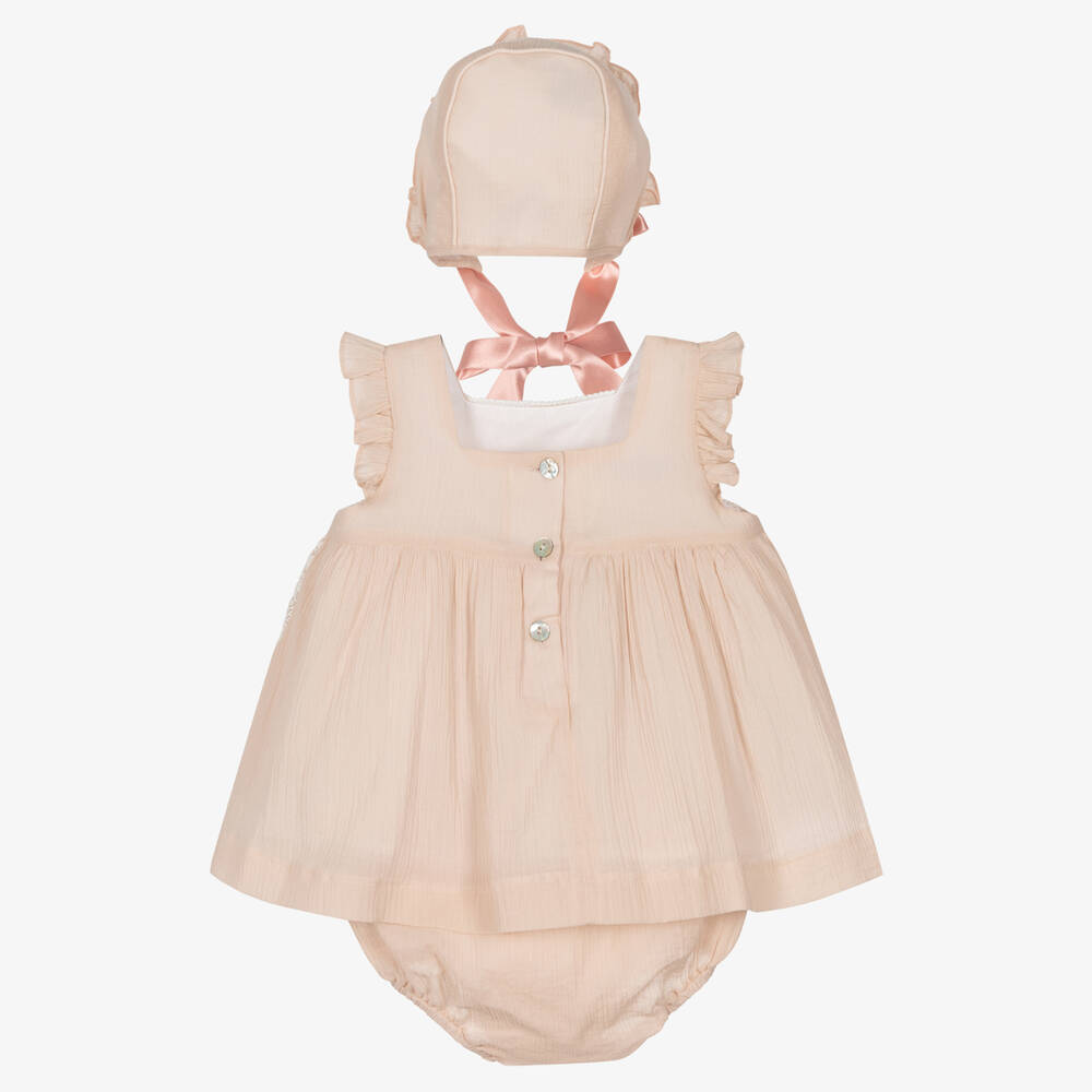 Foque-Girls Pink Cotton Dress Set | Childrensalon Outlet