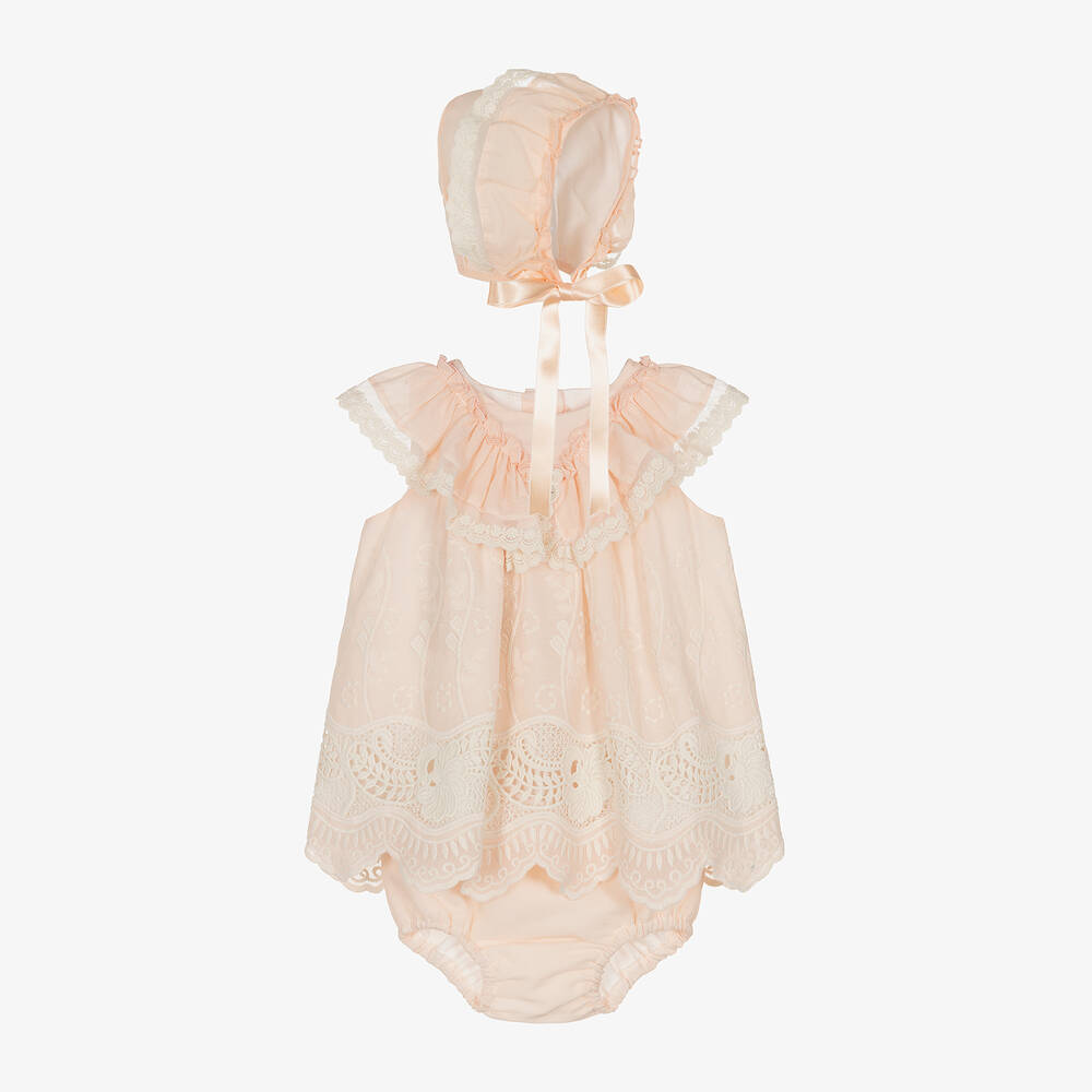 Foque-Girls Pink Cotton Dress Set | Childrensalon Outlet