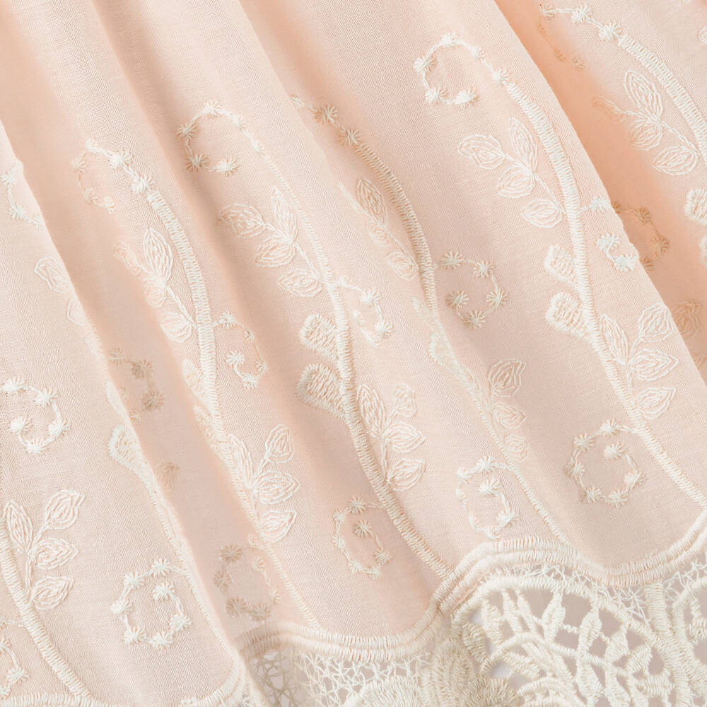 Foque-Girls Pink Embroidery & Lace  Dress | Childrensalon Outlet
