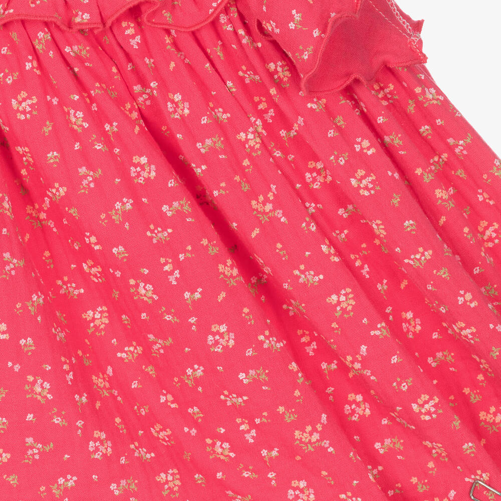 Foque-فستان قطن لون زهري بطبعة ورود | Childrensalon Outlet