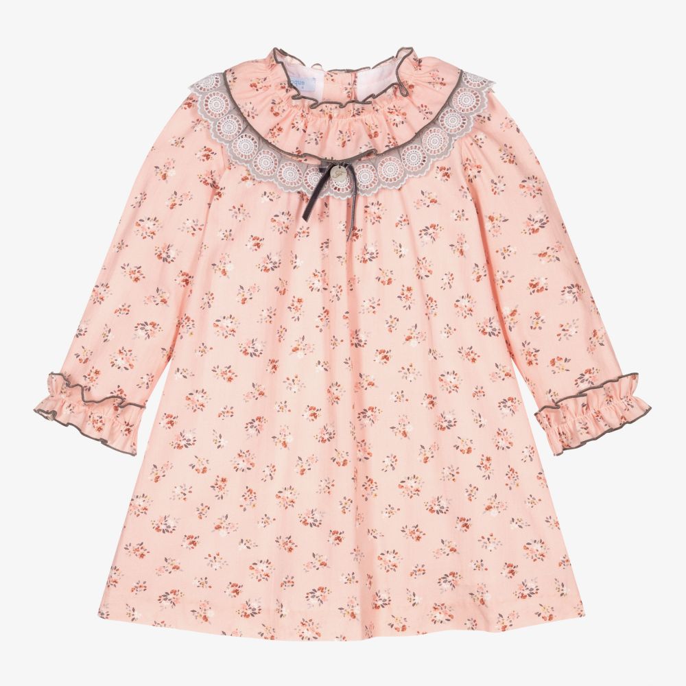 Foque - Розовое хлопковое платье в цветочек для девочек | Childrensalon