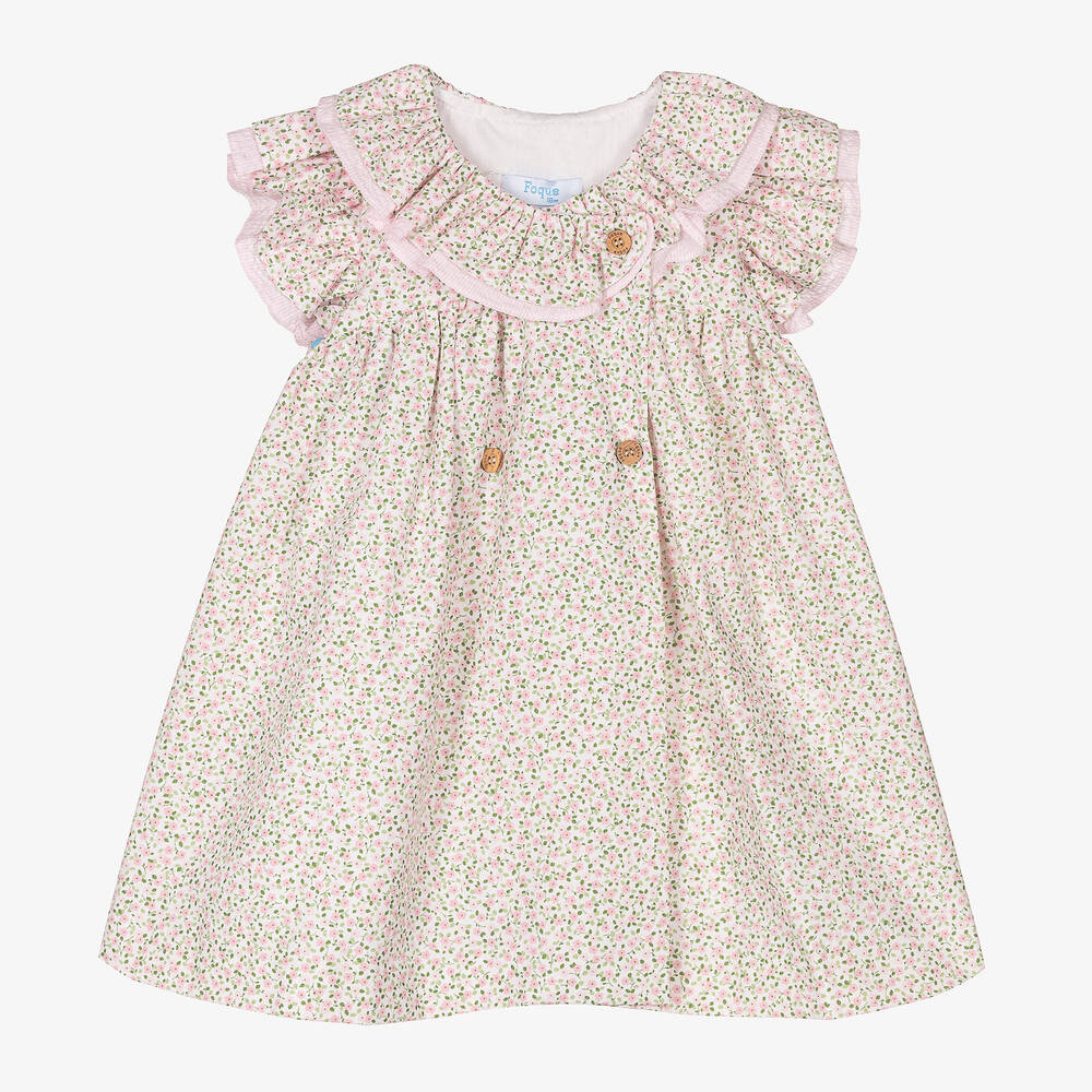 Foque - Розовое хлопковое платье в цветочек | Childrensalon