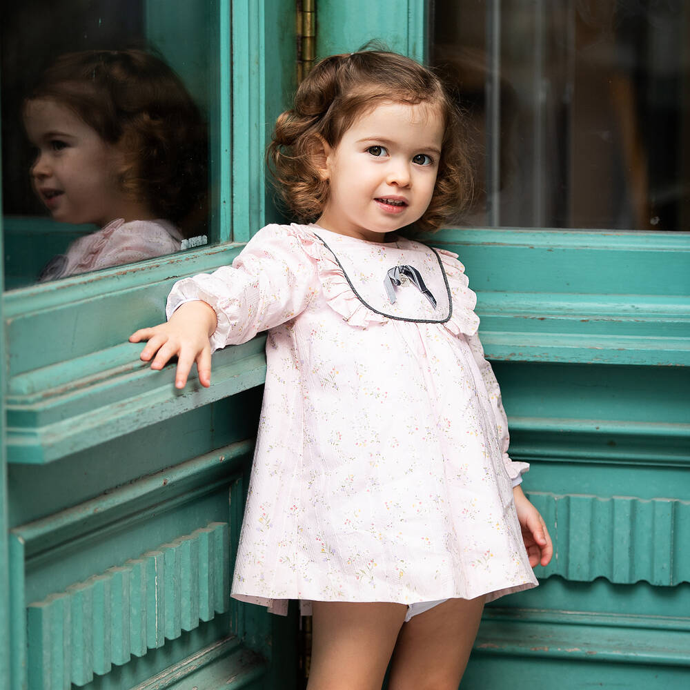 Foque-Розовое хлопковое платье в цветочек | Childrensalon Outlet