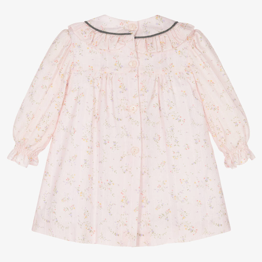 Foque-Розовое хлопковое платье в цветочек | Childrensalon Outlet