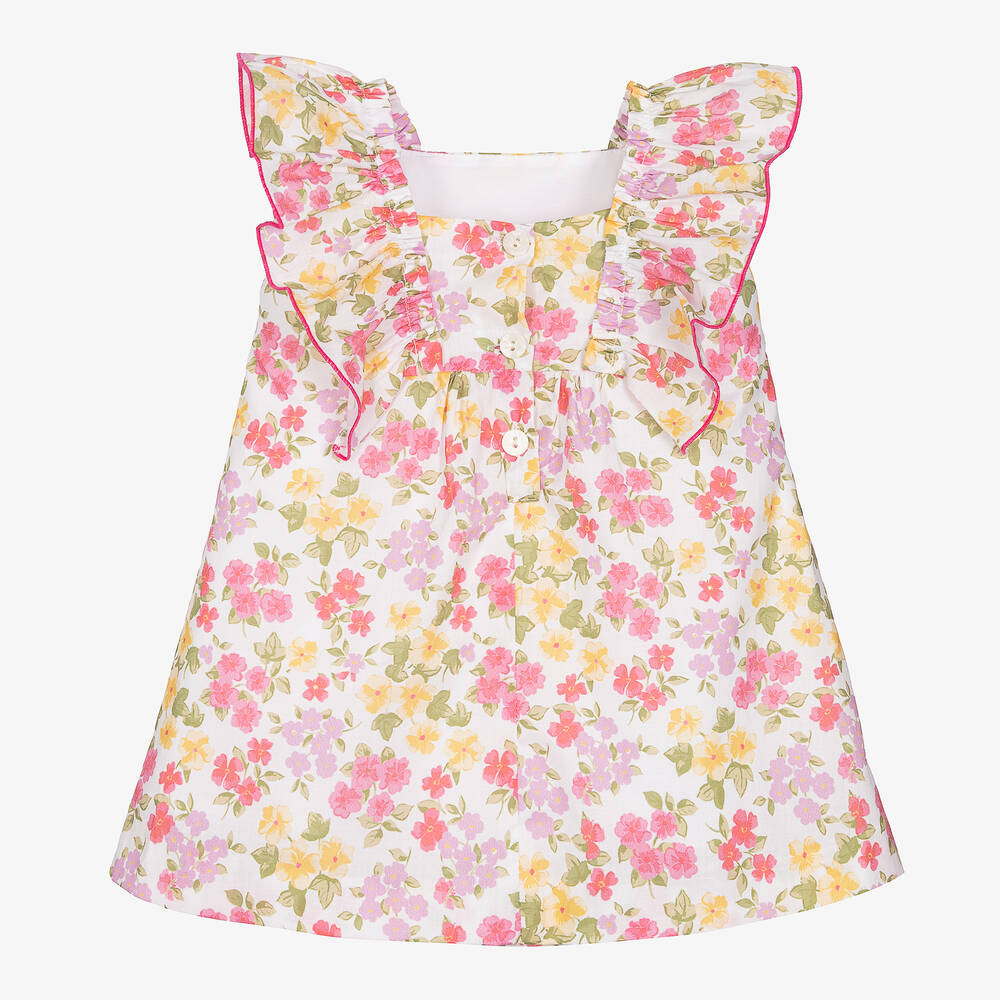 Foque-Girls Pink Floral Print Dress | Childrensalon Outlet
