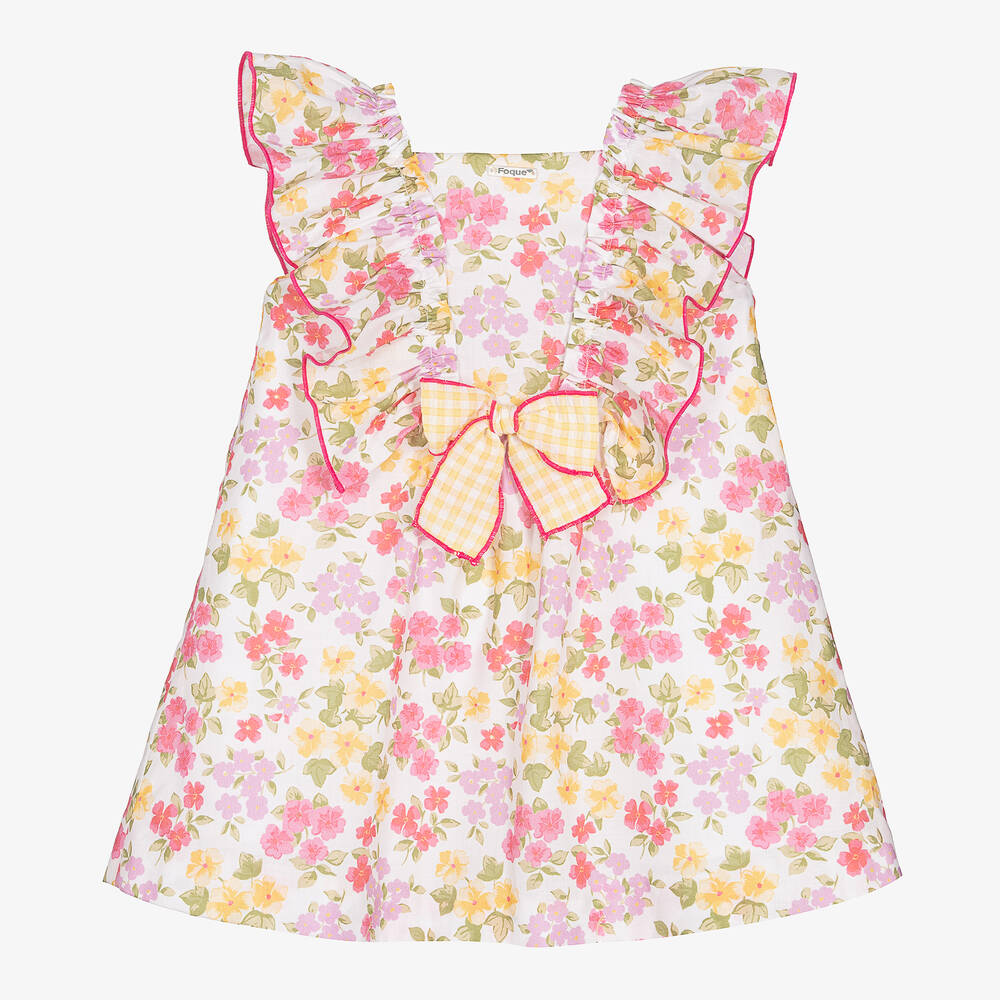 Foque - Girls Pink Floral Print Dress | Childrensalon