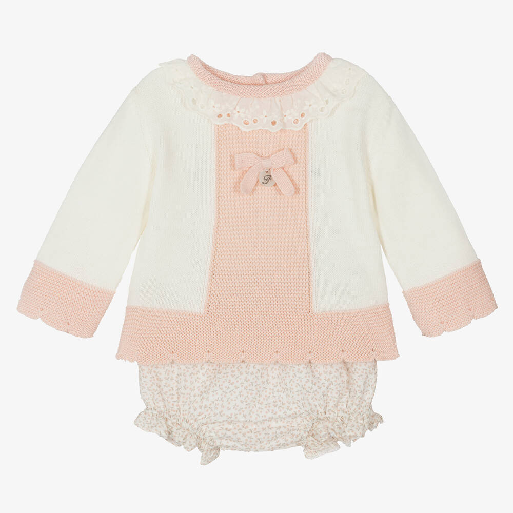 Foque - Top & Kirsch-Shorts Rosa/Elfenbein | Childrensalon