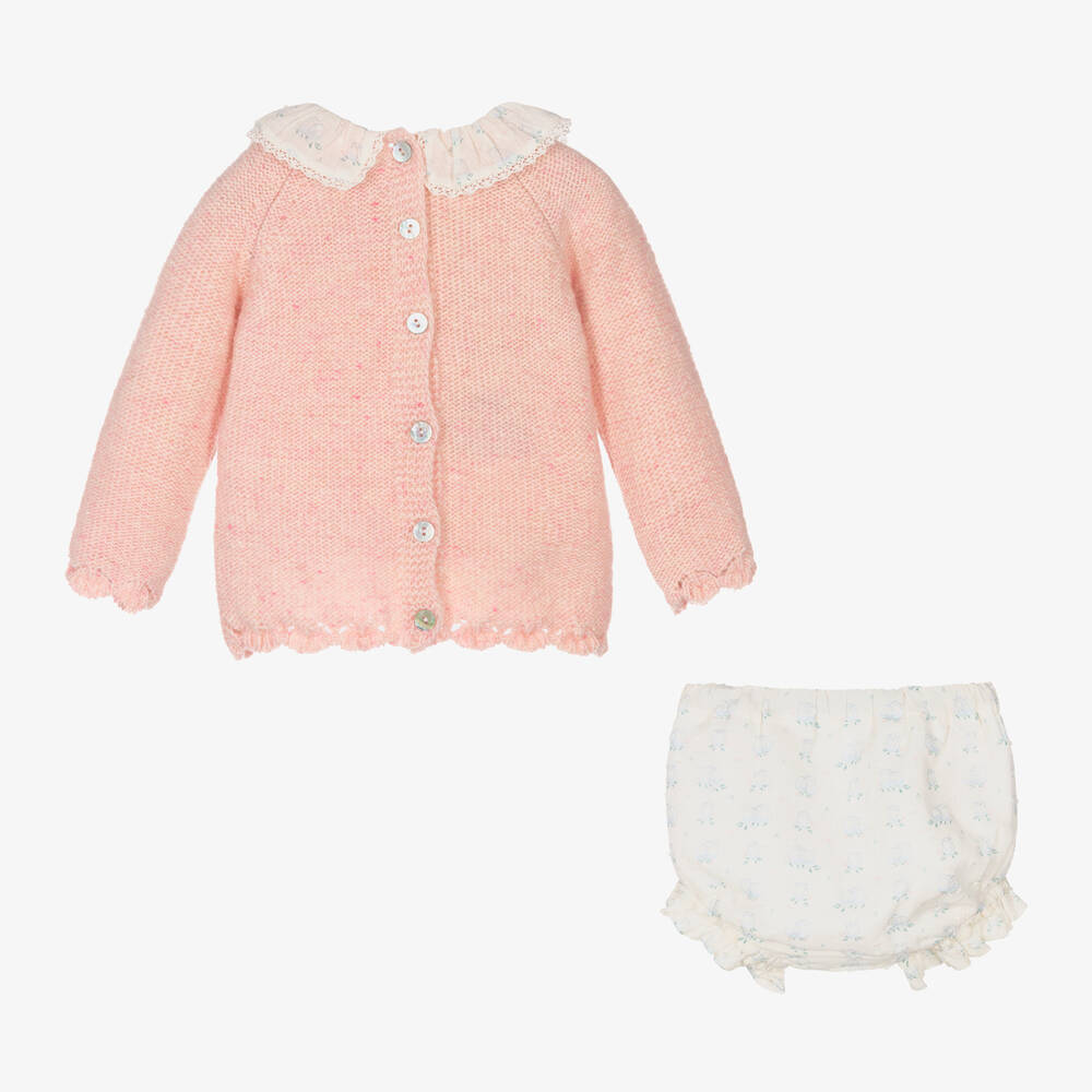 Foque-Girls Pink & Ivory Owl Shorts Set | Childrensalon Outlet