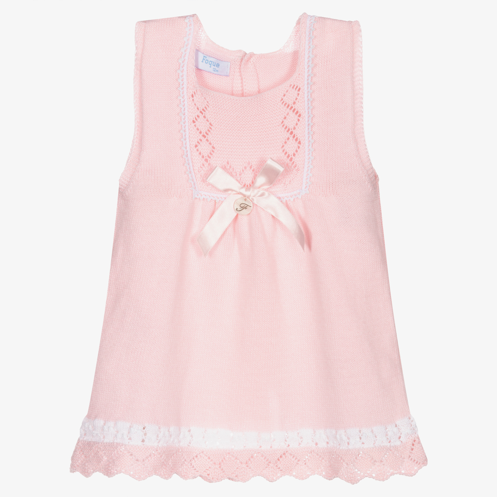 Foque - Girls Pink Knitted Dress | Childrensalon
