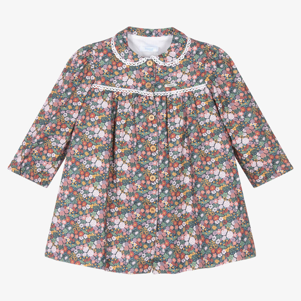 Foque - Girls Pink & Purple Floral Cotton Dress | Childrensalon