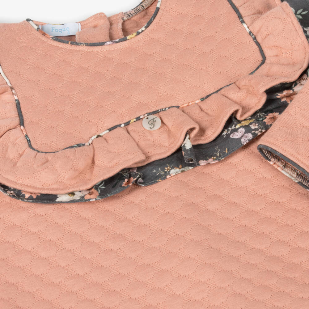 Foque-Girls Pink Quilted Jersey Dress | Childrensalon Outlet