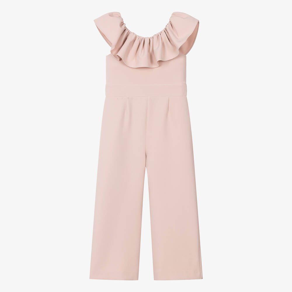 Foque-Girls Pink Ruffle Jumpsuit | Childrensalon Outlet