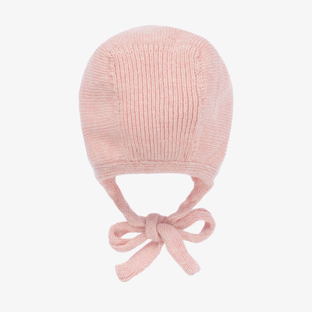 Foque-Girls Pink Wool Blend Knitted Bonnet | Childrensalon Outlet