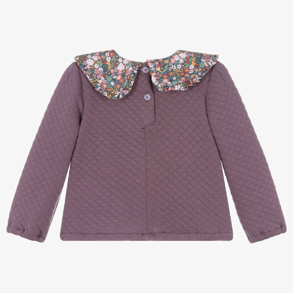 فوكيه-سويتشيرت قطن جيرسي لون بنفسجي للبنات | Childrensalon Outlet
