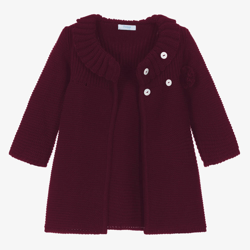 فوكيه-طقم معطف أكريليك محبوك لون أرجواني أطفال بناتي | Childrensalon Outlet