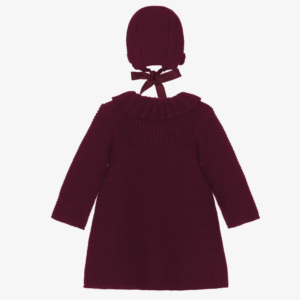 فوكيه-طقم معطف أكريليك محبوك لون أرجواني أطفال بناتي | Childrensalon Outlet