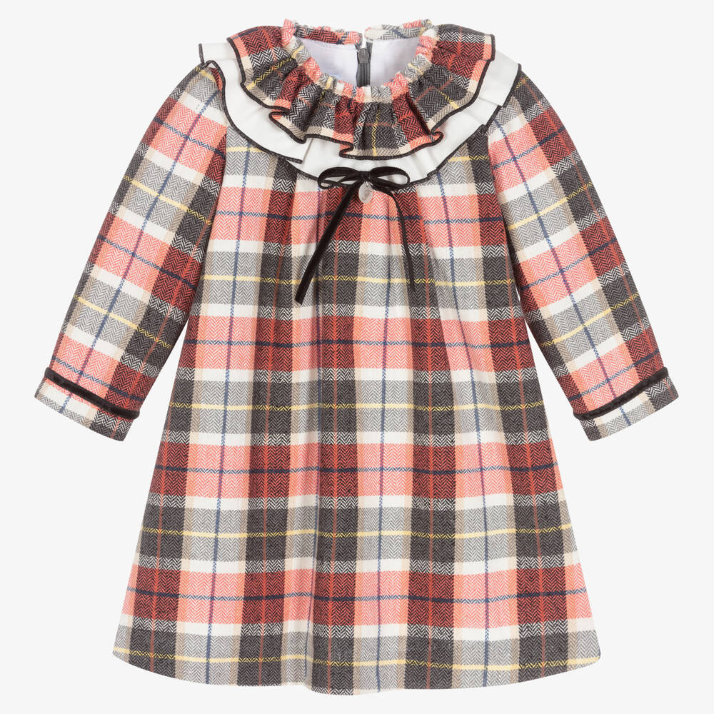 Foque - Girls Red Check Dress  | Childrensalon