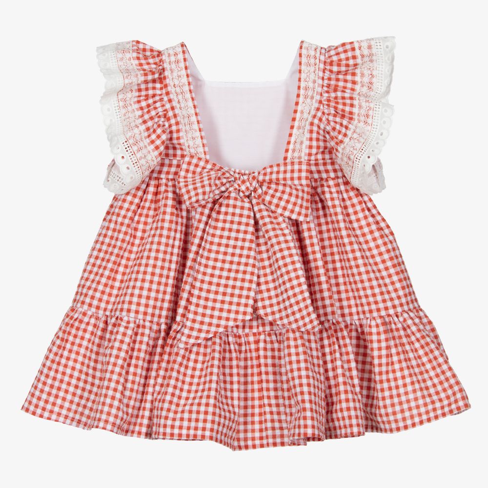 Foque-Girls Red Gingham Dress | Childrensalon Outlet