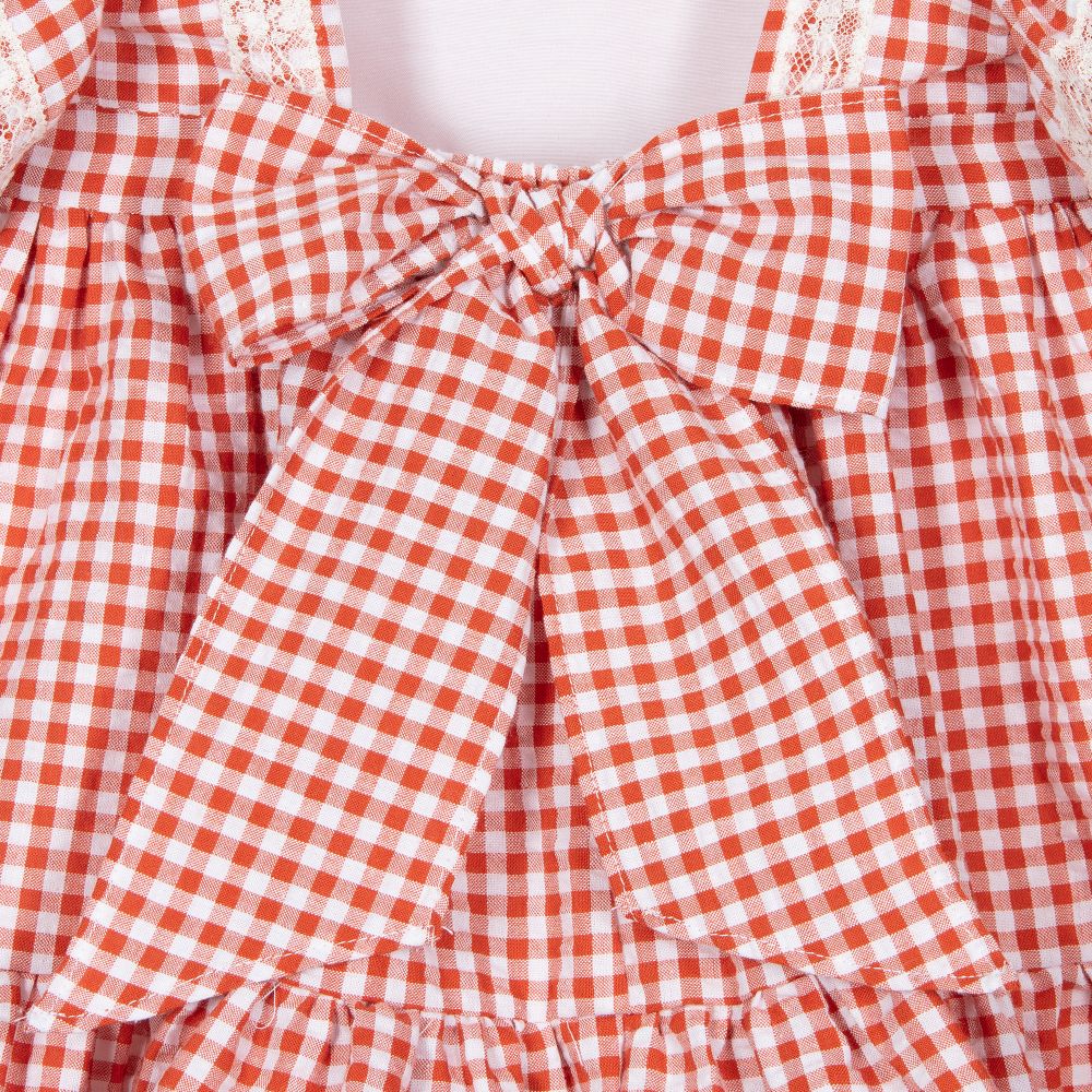Foque-Girls Red Gingham Dress | Childrensalon Outlet