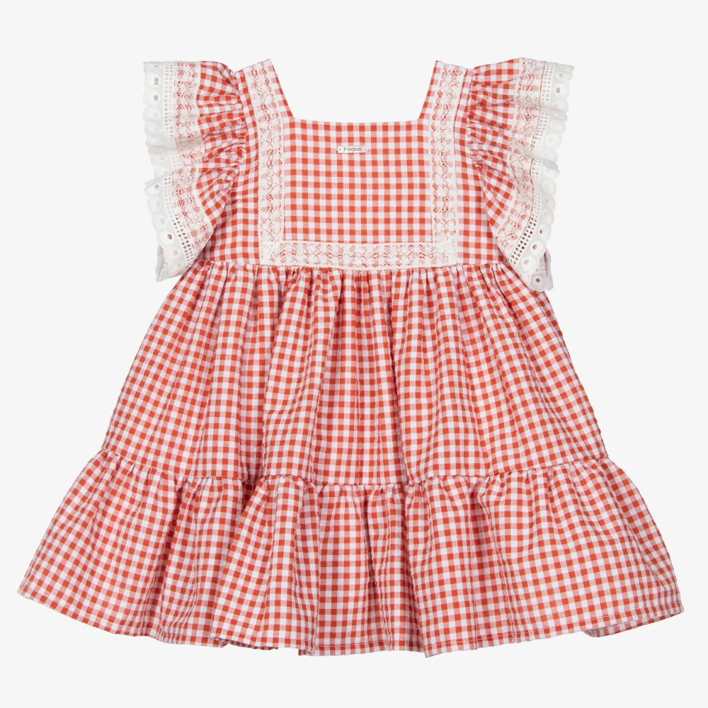 Foque - Girls Red Gingham Dress | Childrensalon