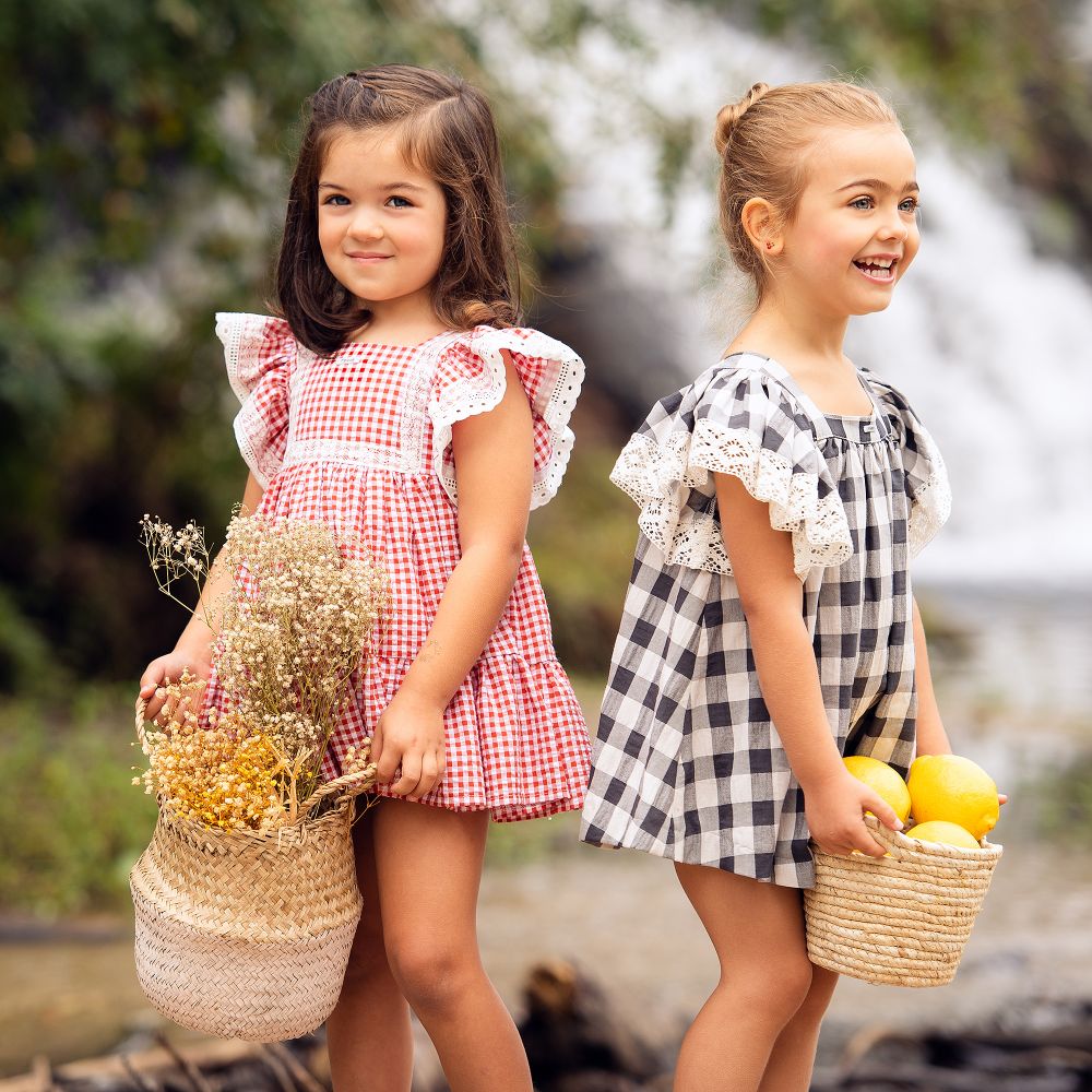 Girls red store checked dress