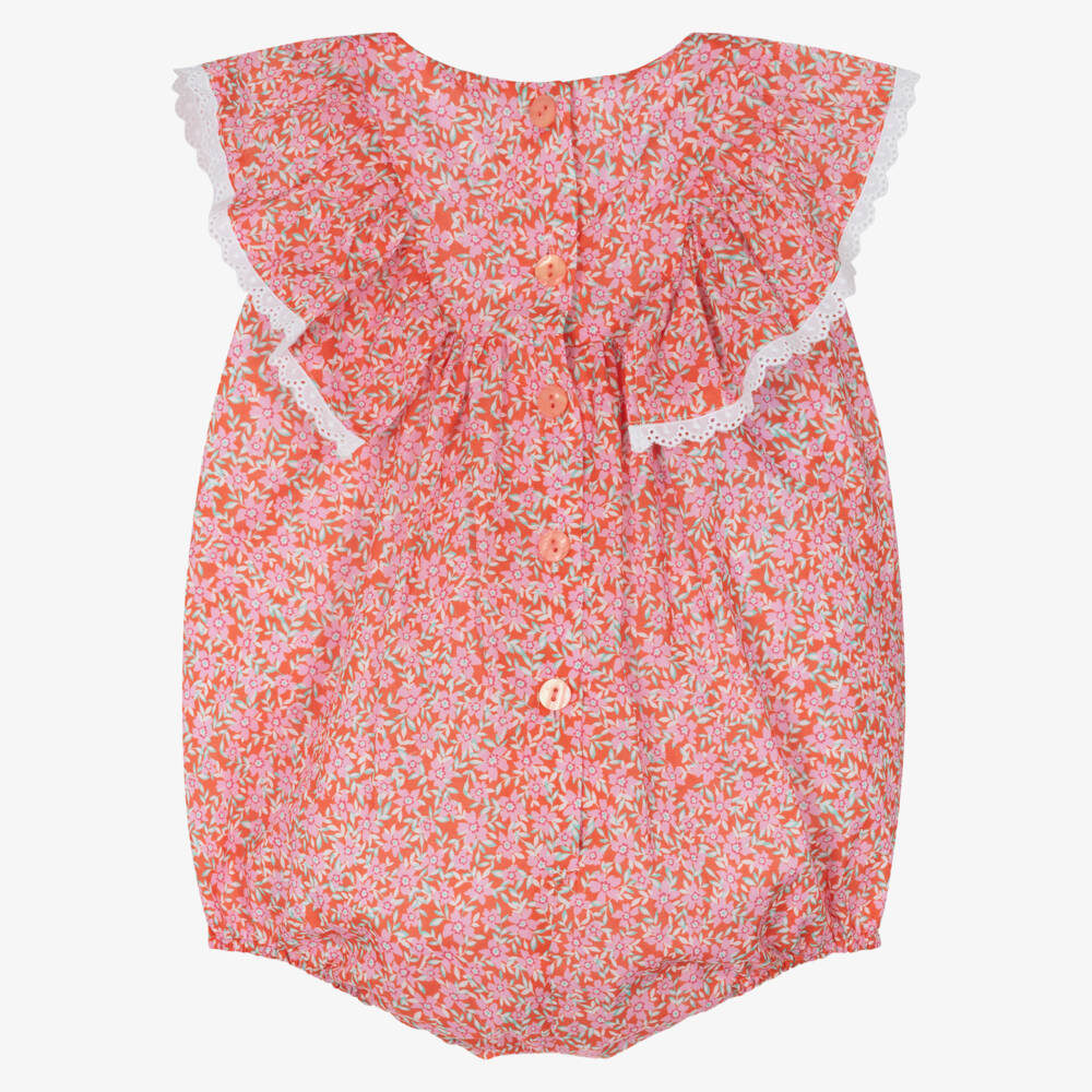 Foque-Girls Red & Pink Floral Cotton Shortie | Childrensalon Outlet