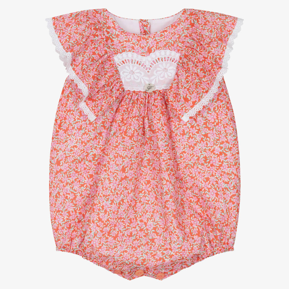 Foque-Girls Red & Pink Floral Cotton Shortie | Childrensalon Outlet