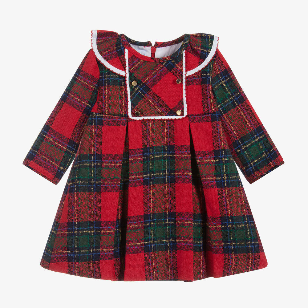 Foque - Красное платье в шотландскую клетку для девочек | Childrensalon