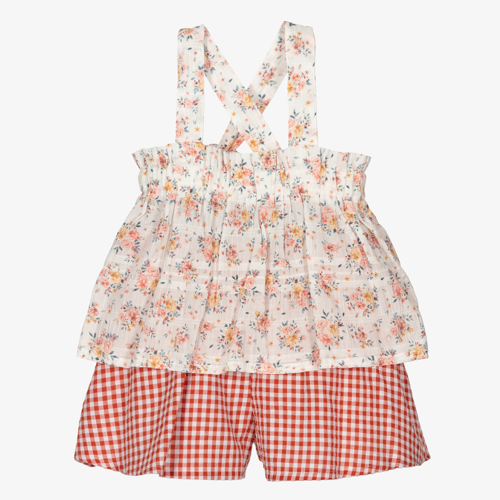 Foque - Girls Red & White Shorts Set | Childrensalon