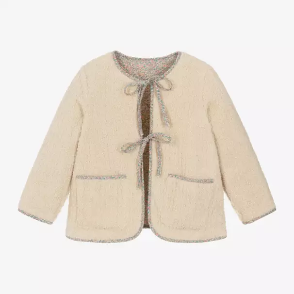 Foque-جاكيت بورغ بوجهين لون بيج للبنات | Childrensalon Outlet