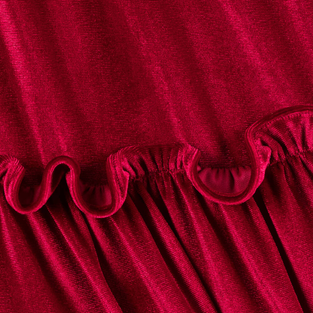 Foque-Girls Scarlet Velour Dress with Lace | Childrensalon Outlet