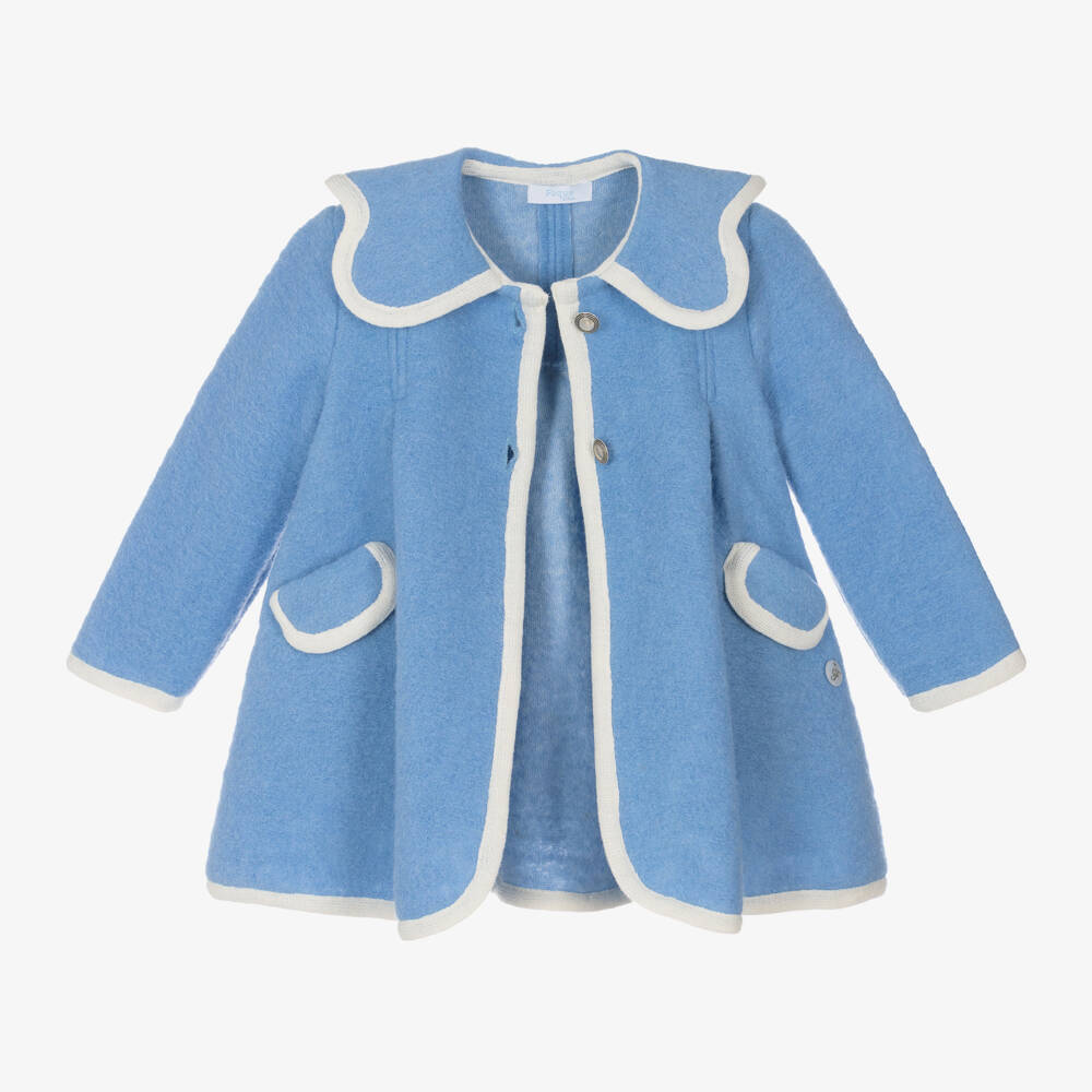 Foque-Пальто из мягкой голубой войлочной шерсти для девочек | Childrensalon Outlet