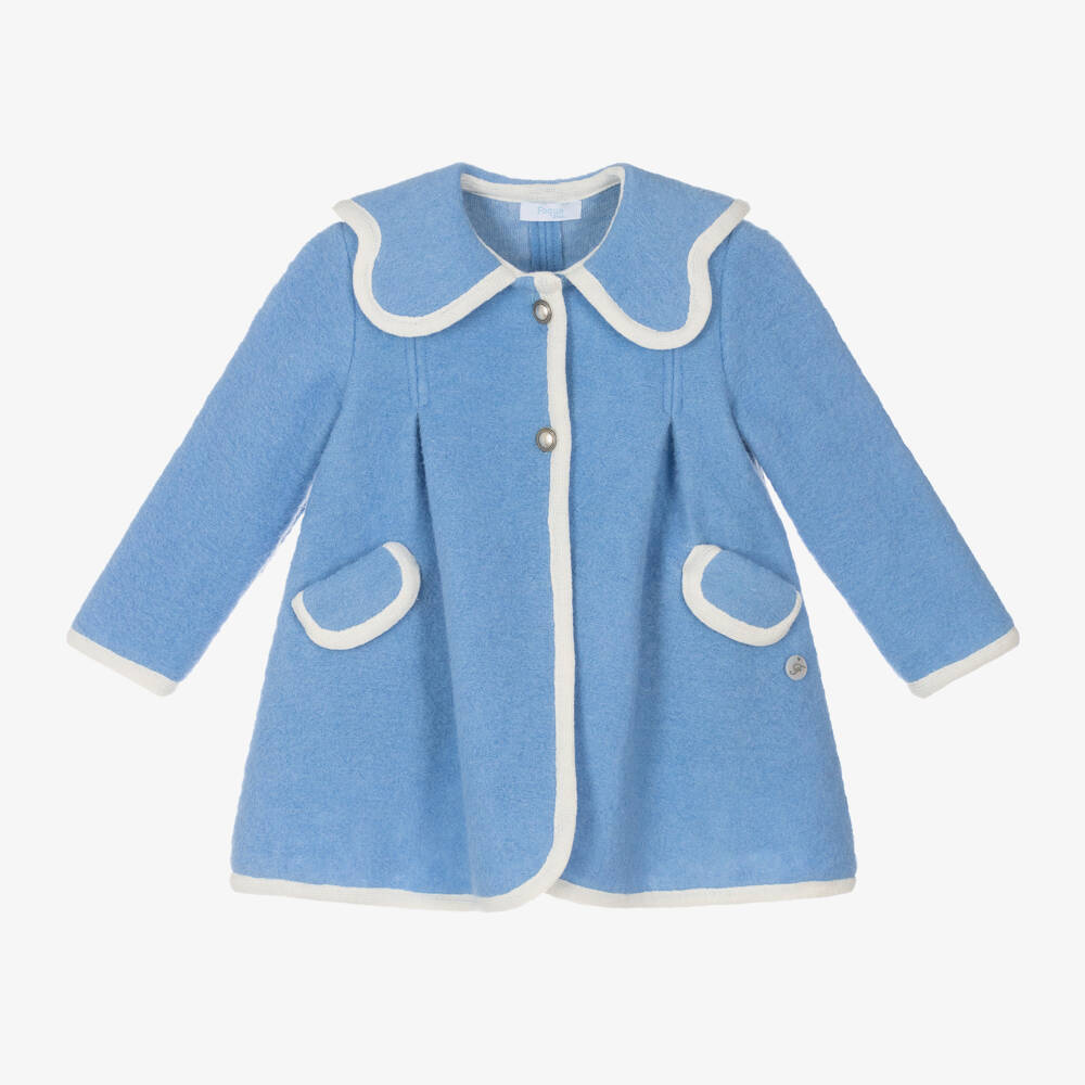 Foque-Пальто из мягкой голубой войлочной шерсти для девочек | Childrensalon Outlet