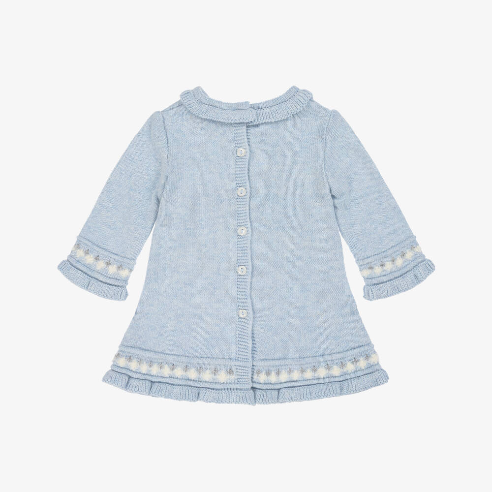 Foque-Girls Soft Blue Sheep Knit Dress | Childrensalon Outlet