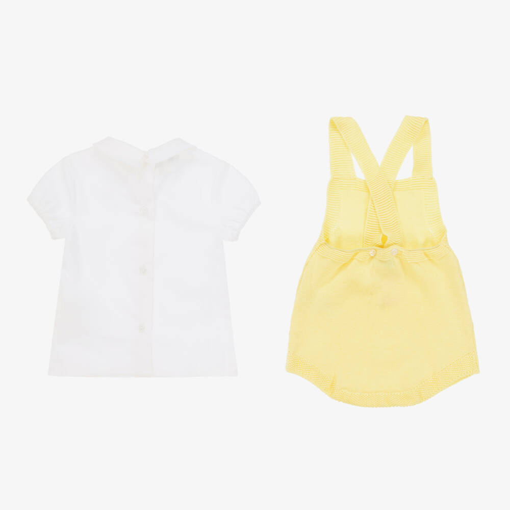 Foque-Girls Sunny Knit Dungaree Ensemble | Childrensalon Outlet