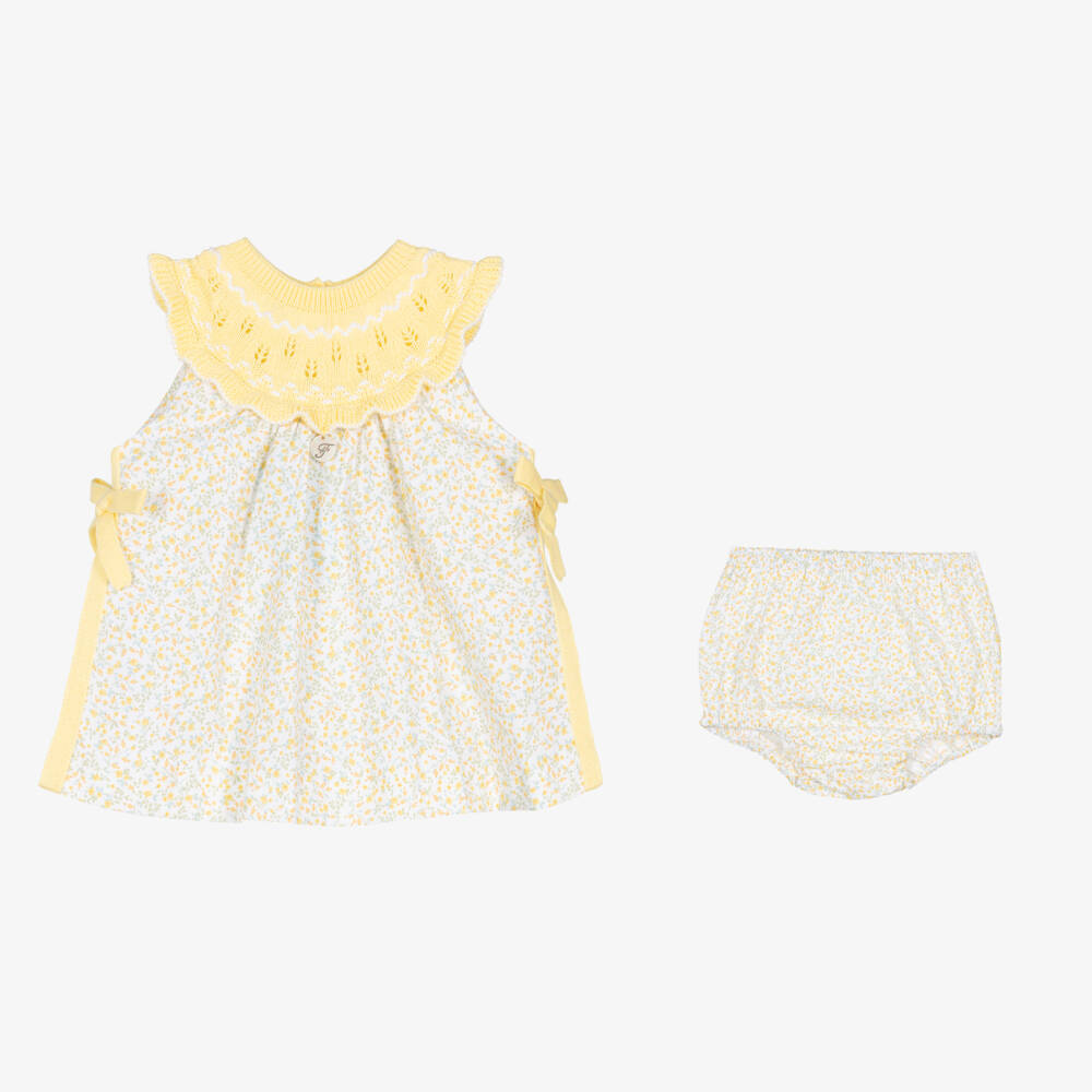 Foque-Girls Sunshine Floral Cotton Ensemble | Childrensalon Outlet