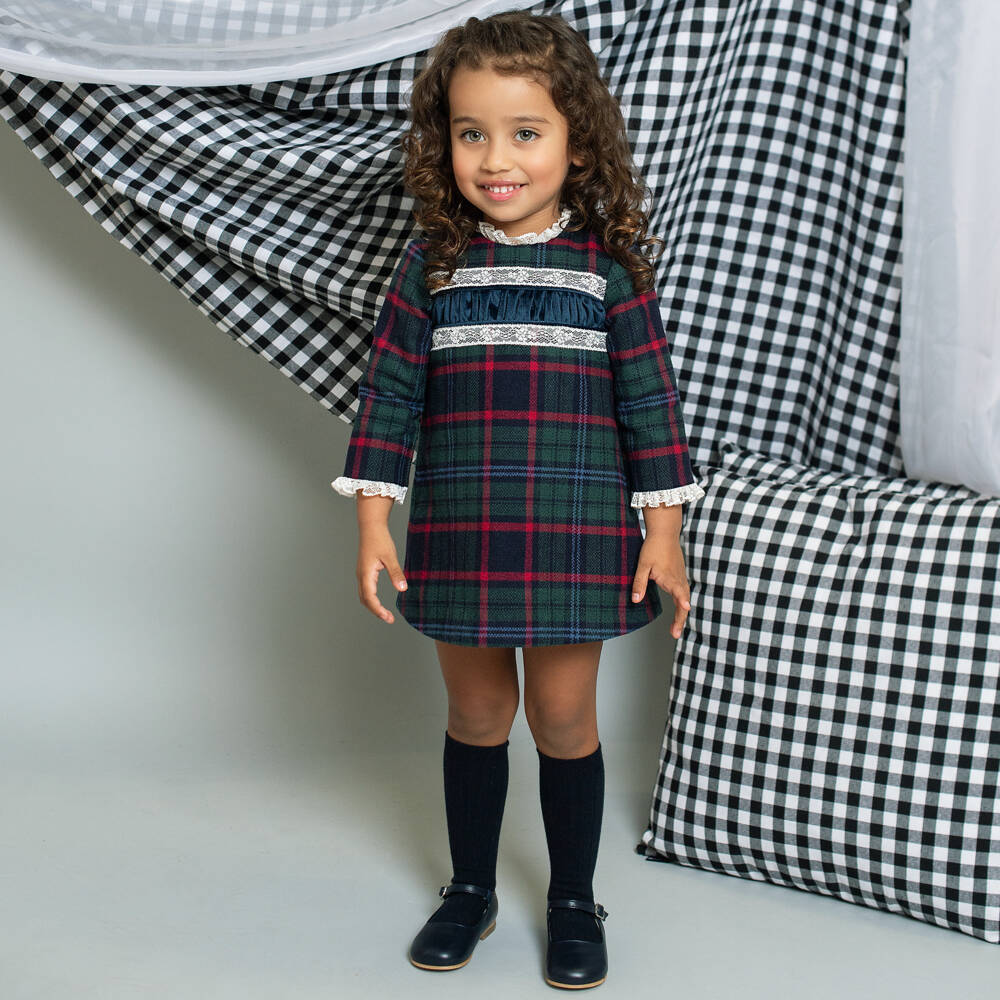 Foque-فستان تارتان قطن لون أخضر | Childrensalon Outlet