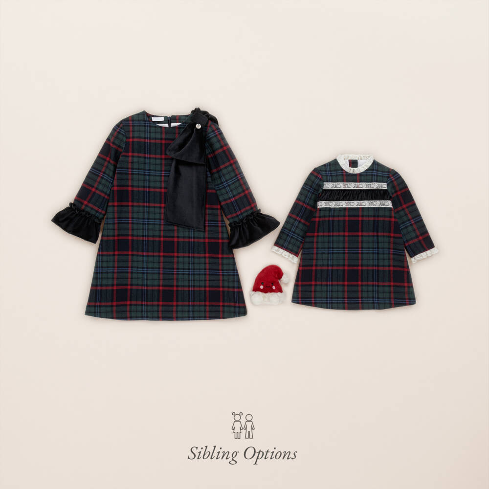 Foque-فستان تارتان قطن لون أخضر | Childrensalon Outlet