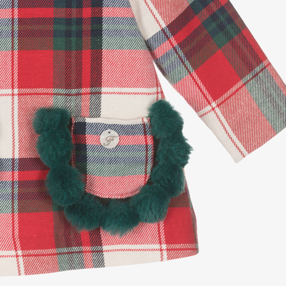 فوكيه-فستان قطن تارتان لون أحمر | Childrensalon Outlet