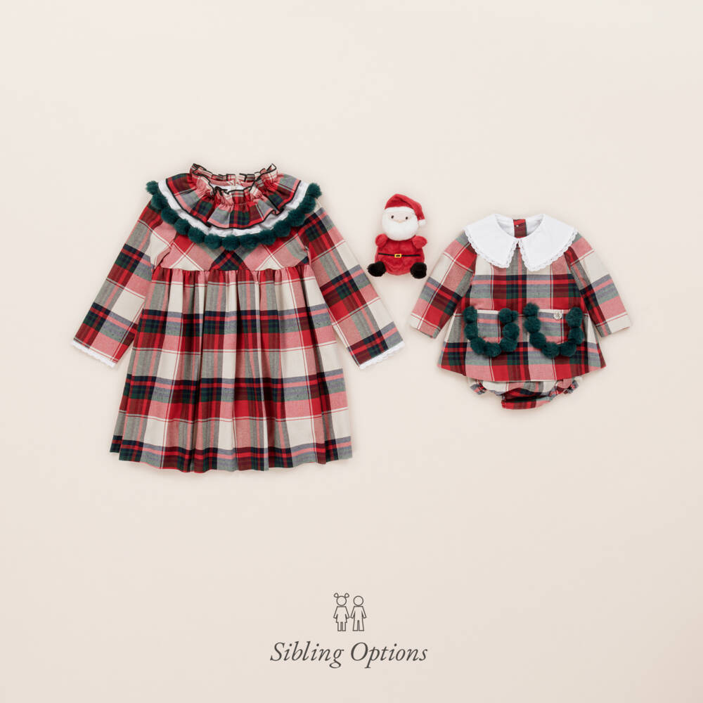 فوكيه-فستان قطن تارتان لون أحمر | Childrensalon Outlet