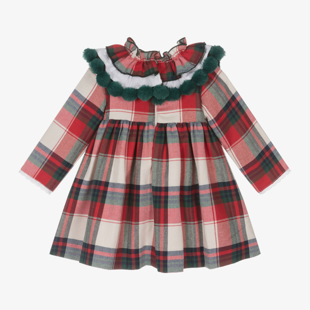 Foque-Girls Tartan Dress with Pom-Poms | Childrensalon Outlet