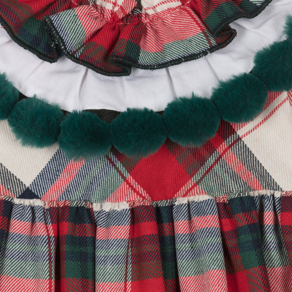 Foque-Girls Tartan Dress with Pom-Poms | Childrensalon Outlet