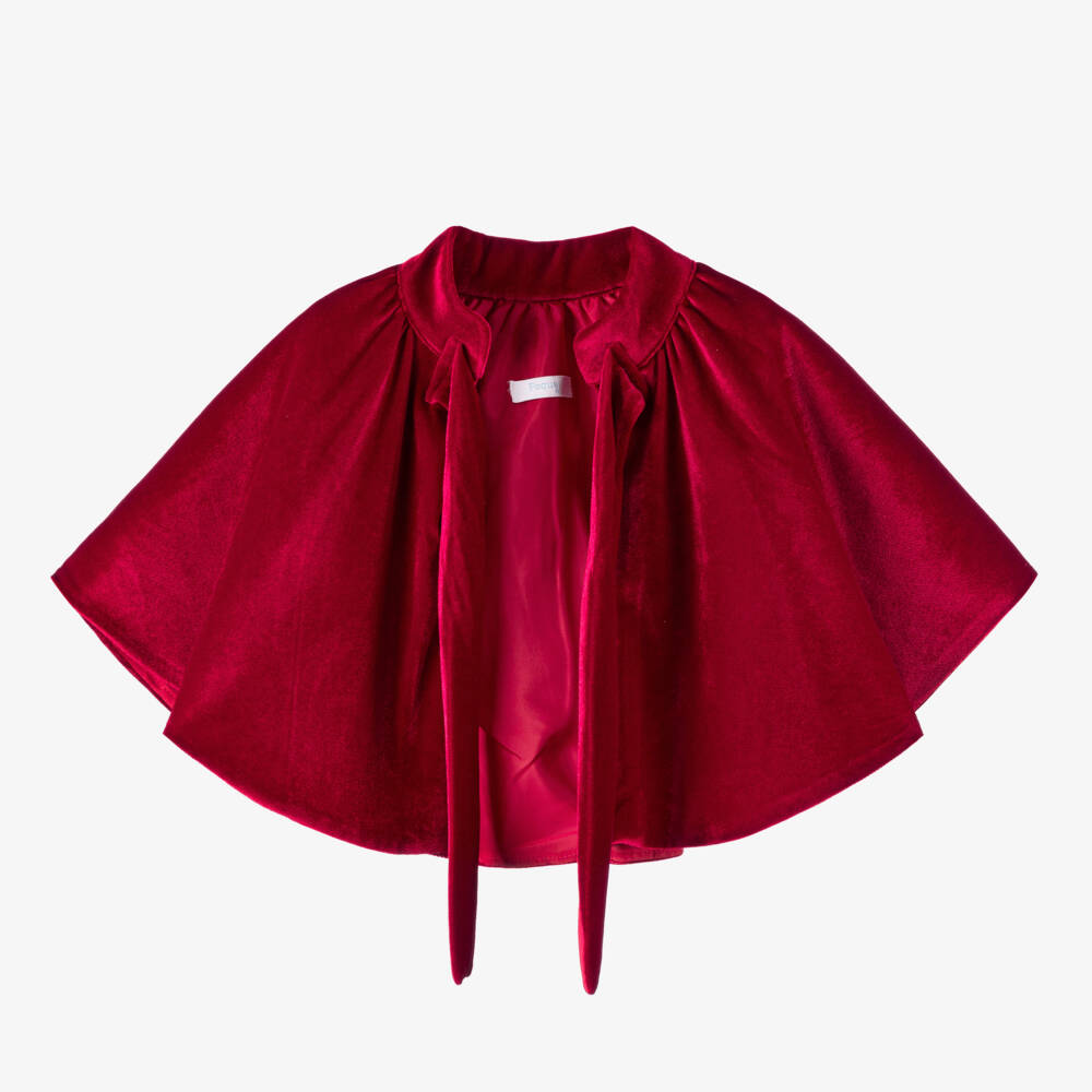 Foque-Красный велюровый кейп для девочек | Childrensalon Outlet