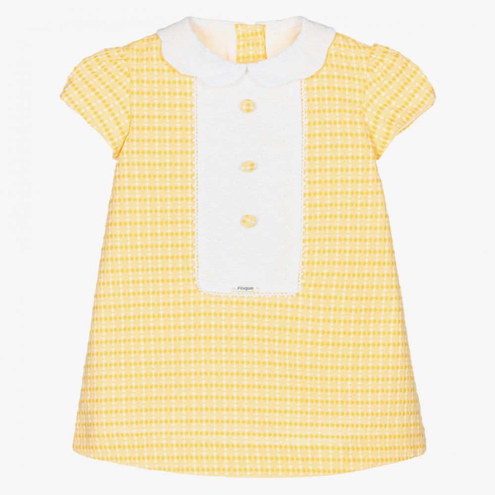 Foque - فستان قطن لون أصفر وأبيض | Childrensalon