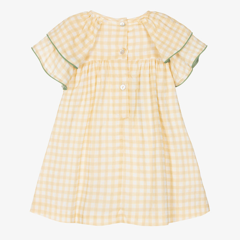 Foque-Girls Yellow Gingham Cotton Dress | Childrensalon Outlet