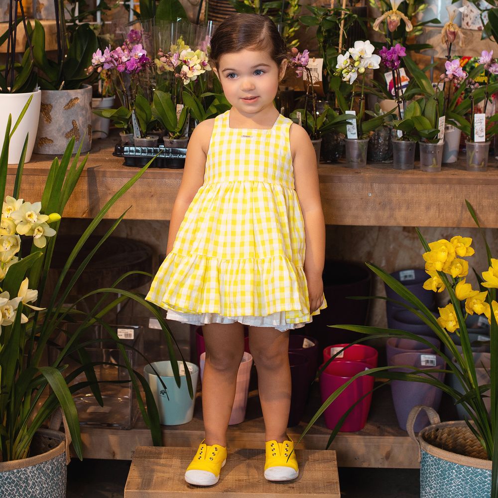 Girls yellow cheap gingham dress