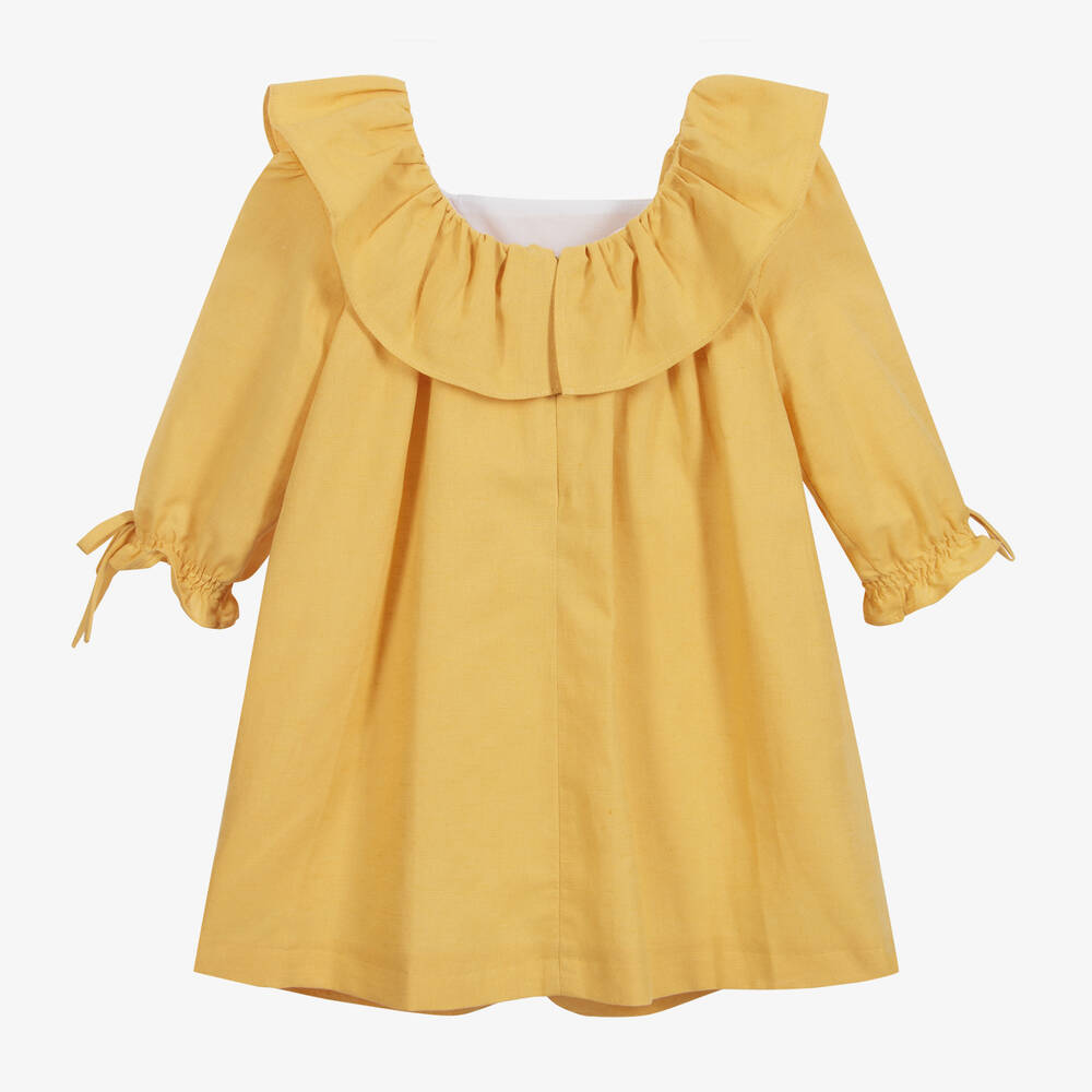 Foque-Желтое льняное платье для девочек | Childrensalon Outlet