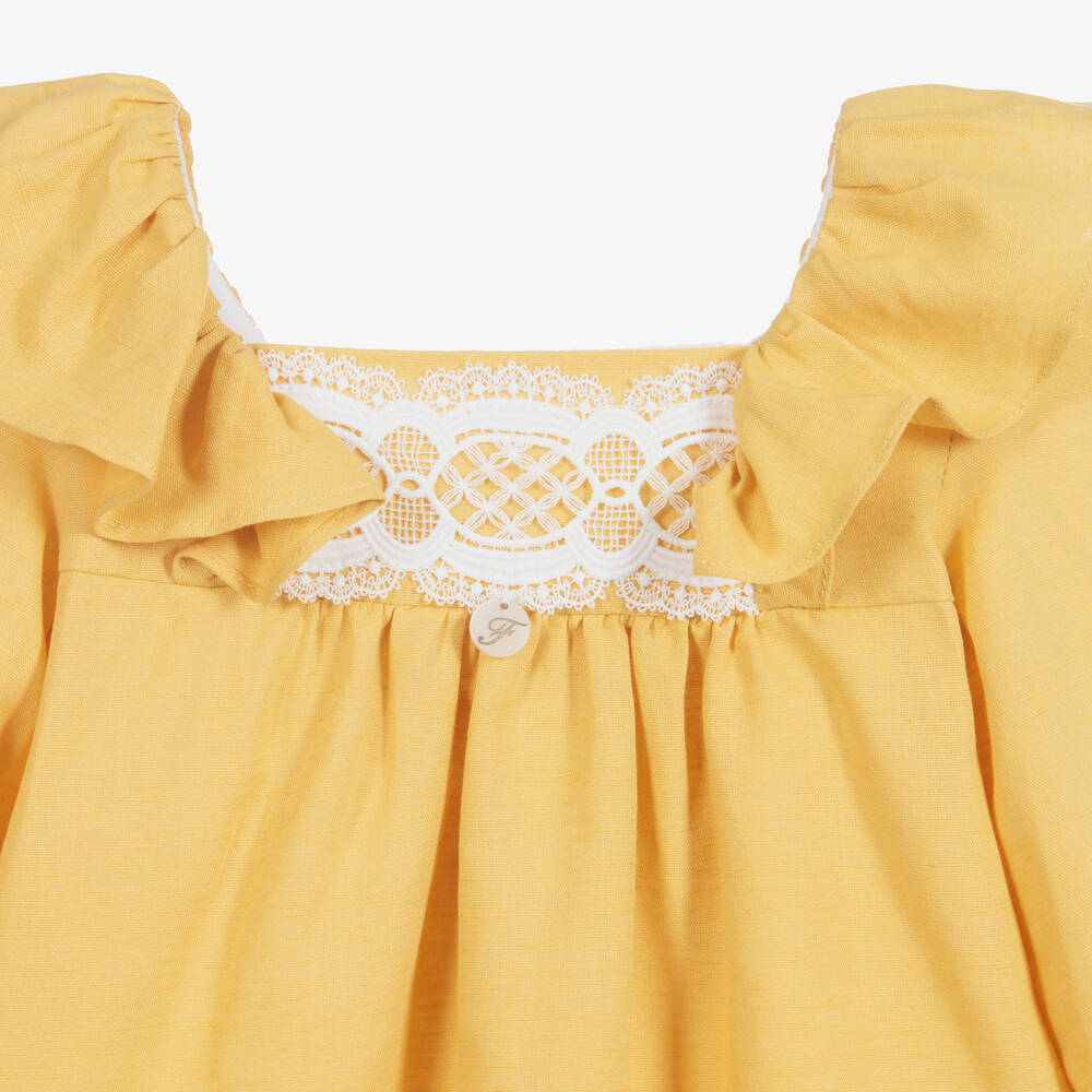 Foque-Желтое льняное платье для девочек | Childrensalon Outlet