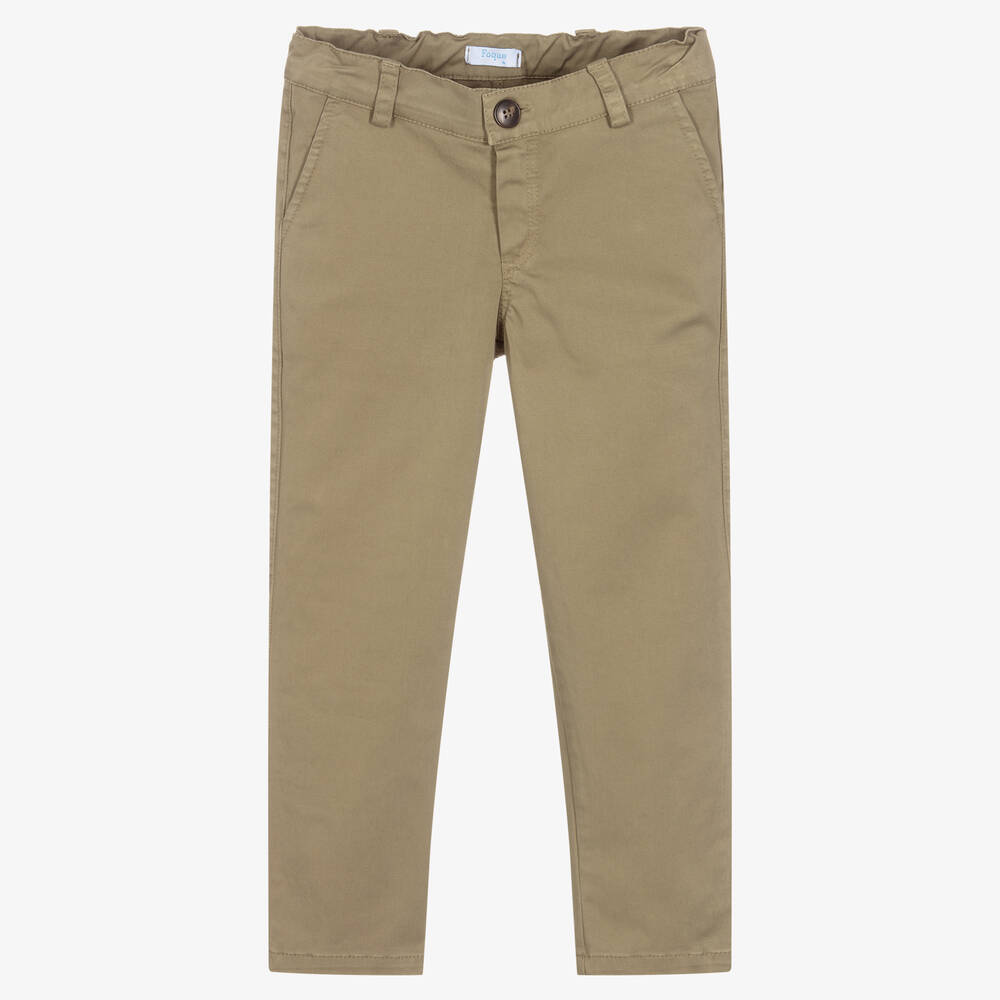 Foque - Green Cotton Chino Trousers | Childrensalon