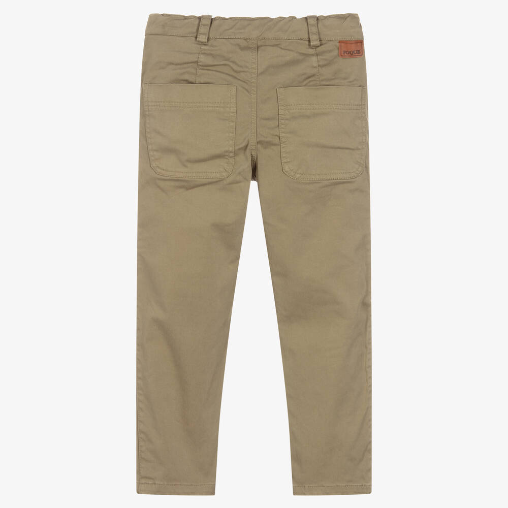 Foque-Green Cotton Chino Trousers | Childrensalon Outlet